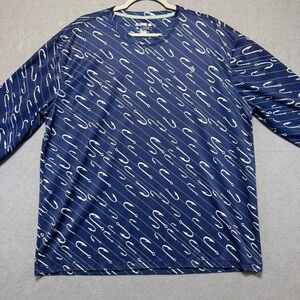 Reel Legends Men's XL Long Sleeve Performance Fishing Shirt Navy Fish Hook Print